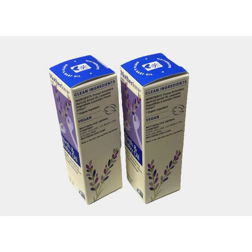 2 Pack Motherlove Massage Birth Baby Oil Gentle Lavender-Infused Perineal Labor